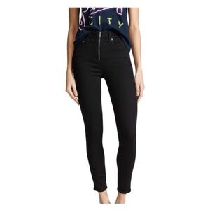 Alice & Olivia Good Hr Ankle Skinny Jeans With Exposed Zipper In Night Fever 25